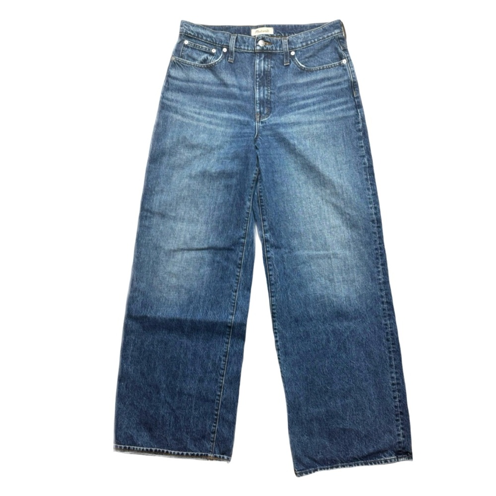 Madewell SuperWide-Leg Jeans in Medium Indigo Blue Denim